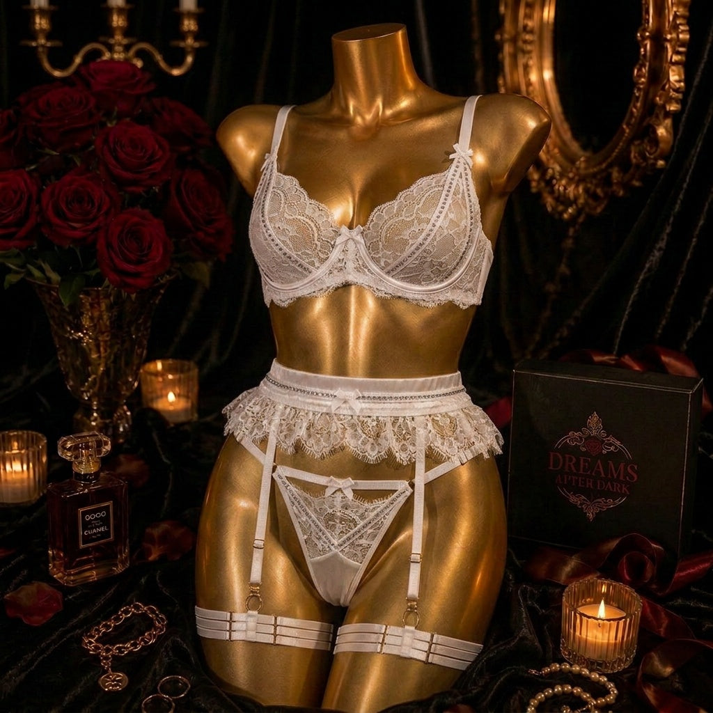 Velvet Reverie Lace Garter Set