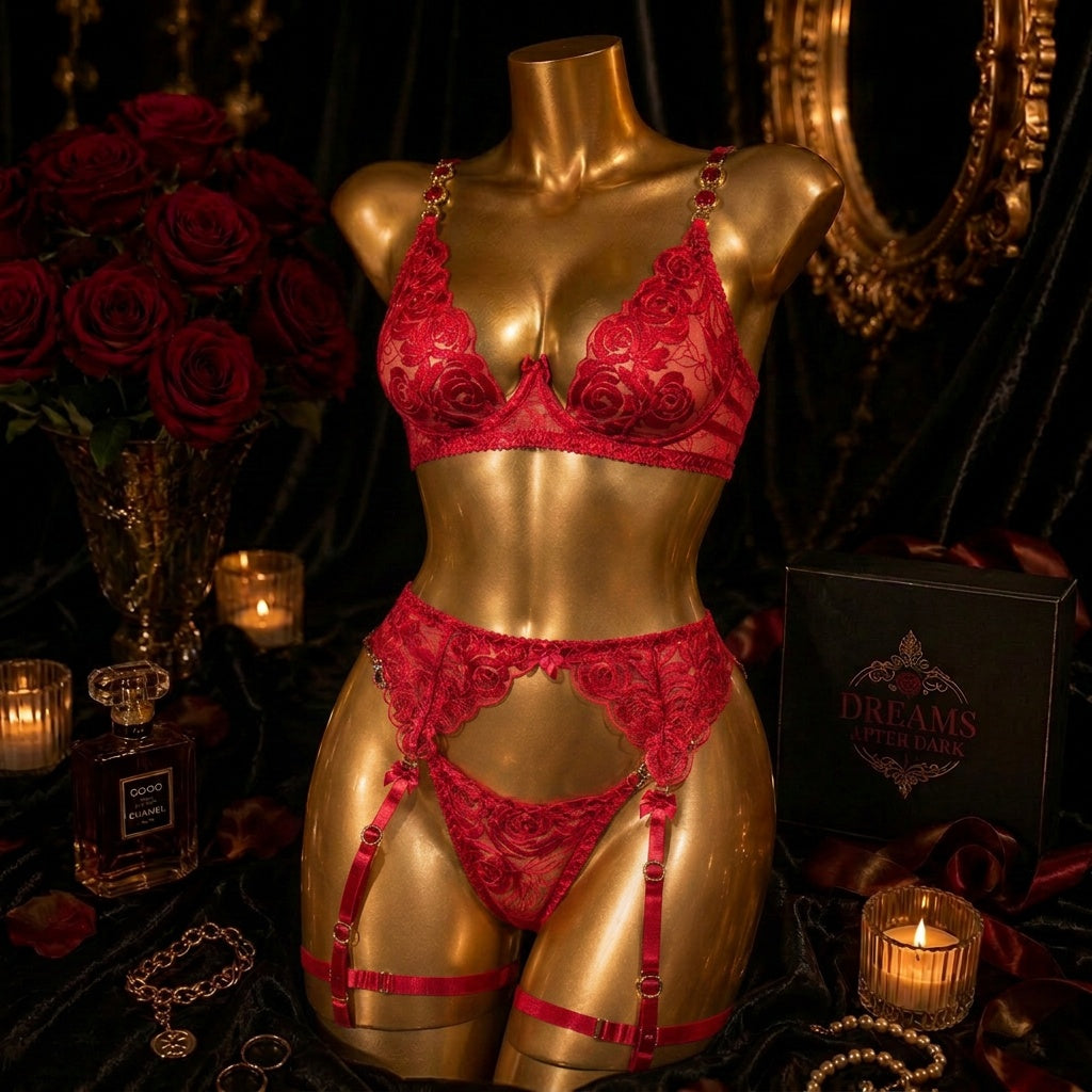 Crimson & Noir Lace Set